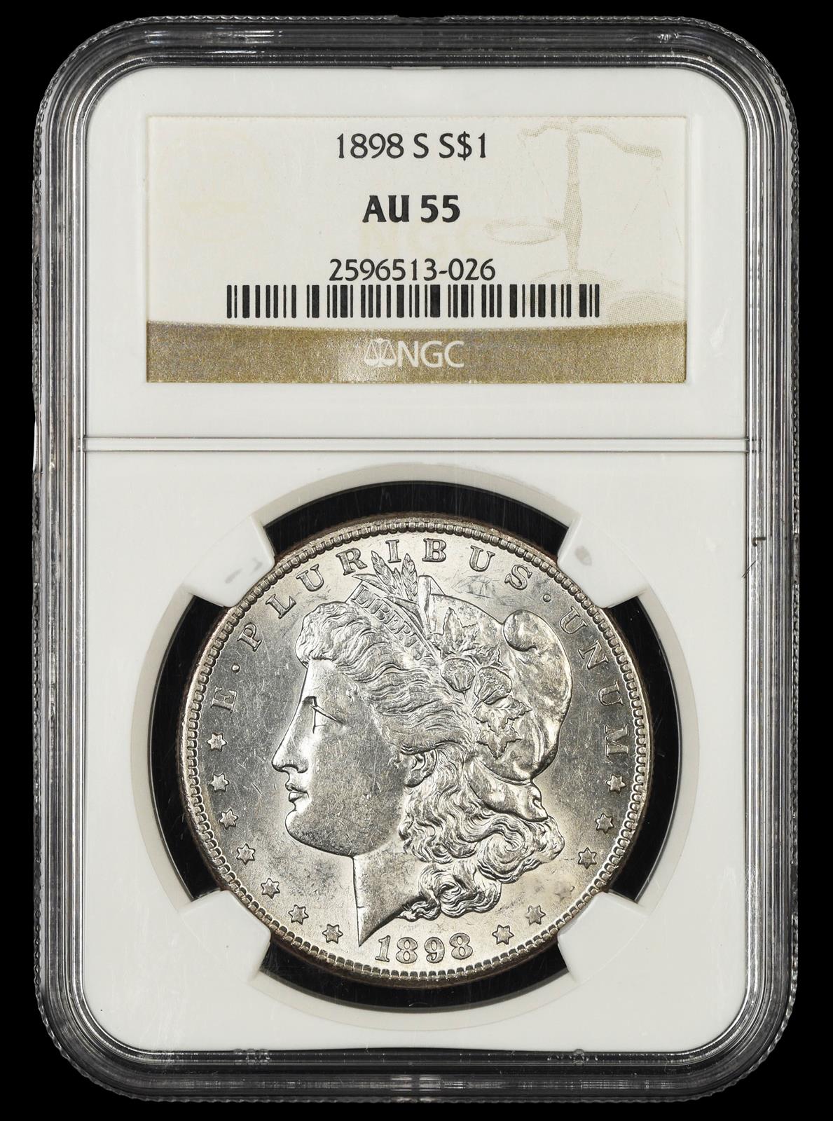 1898 S $1 NGC AU 55