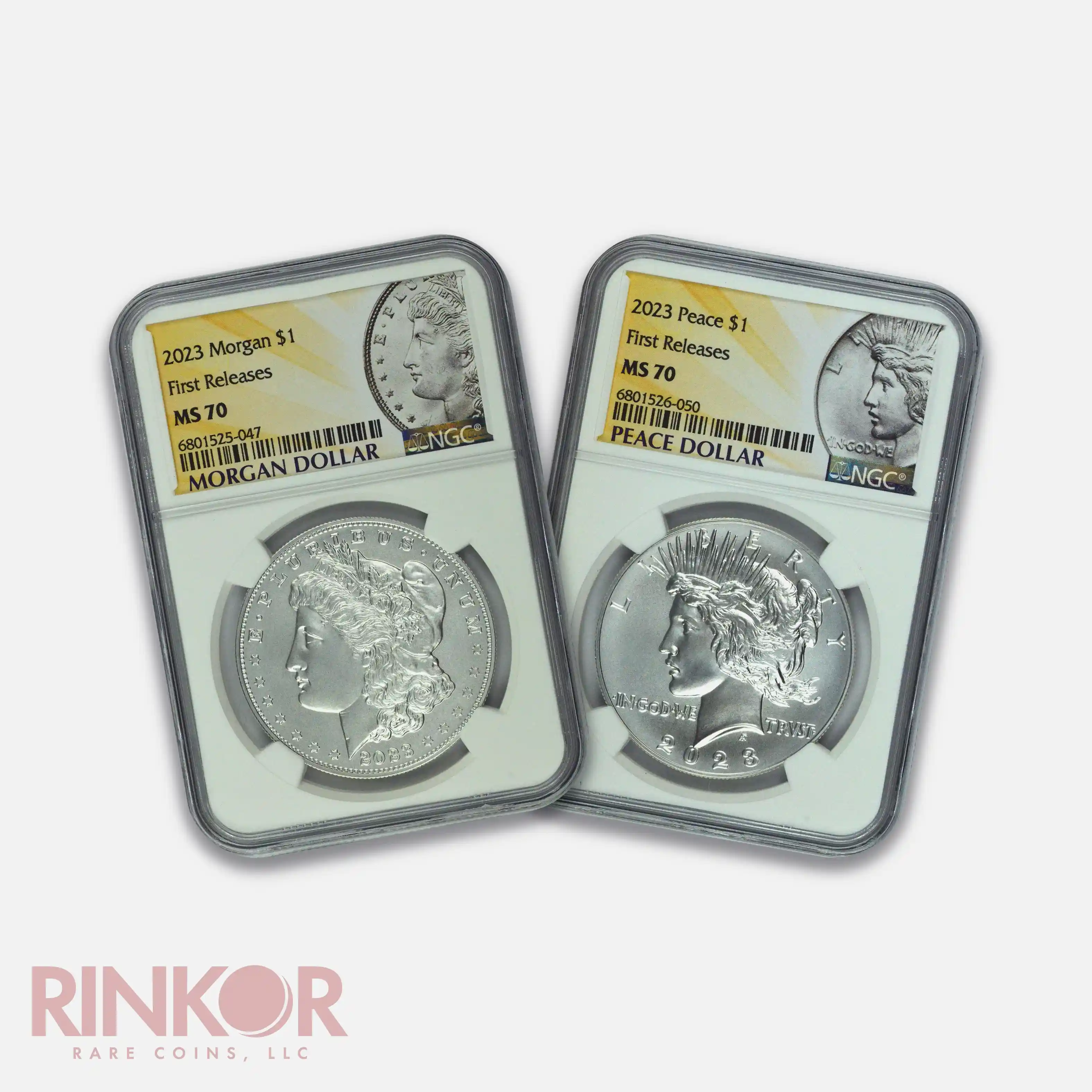 2023 $1 Morgan Dollar and Peace Dollar 2-Coin Set First Releases NGC MS 70