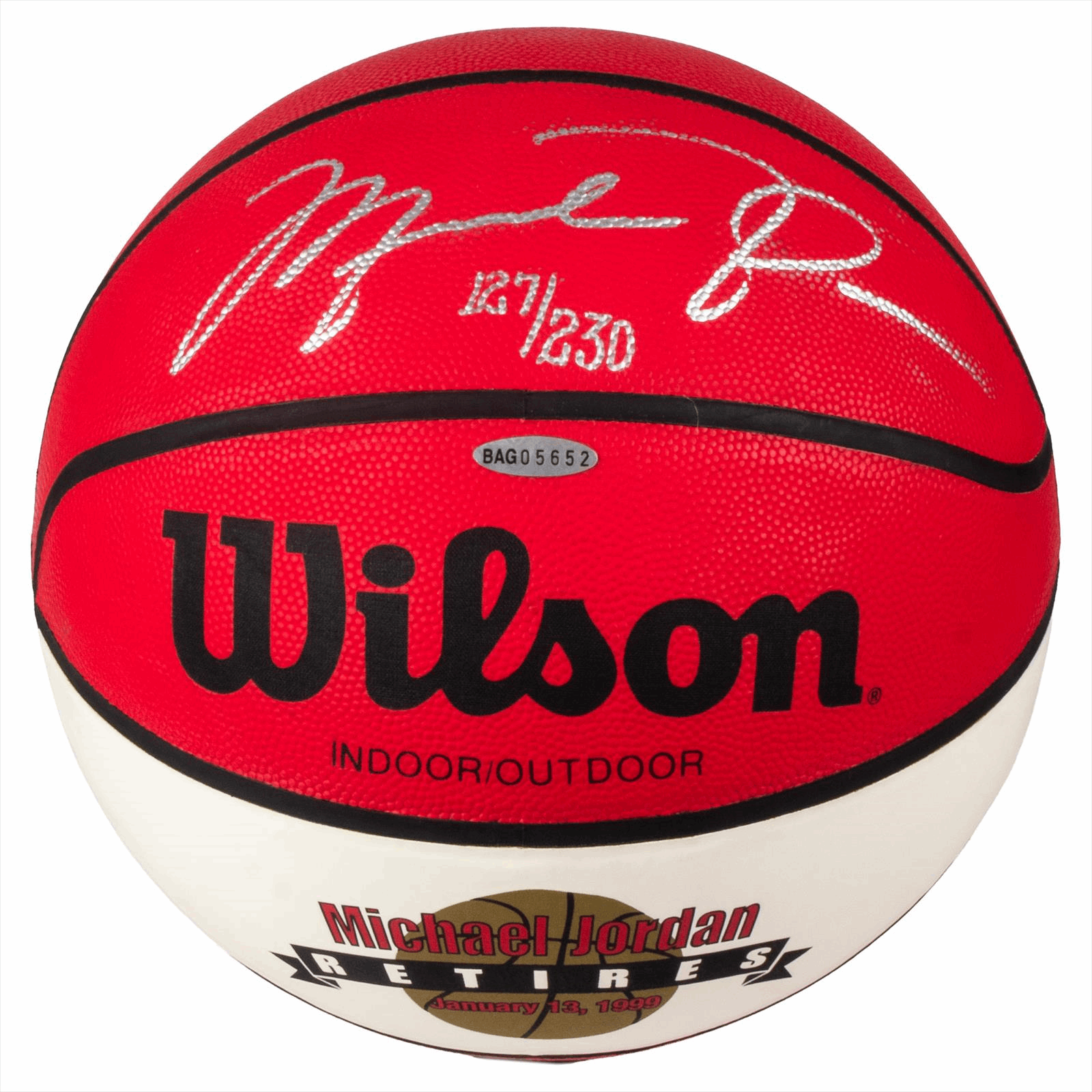 Michael Jordan Retirement Red Basketball UDA Certified 