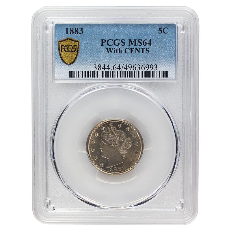 1883 Liberty V Nickel with CENTS, 5C PCGS MS 64 