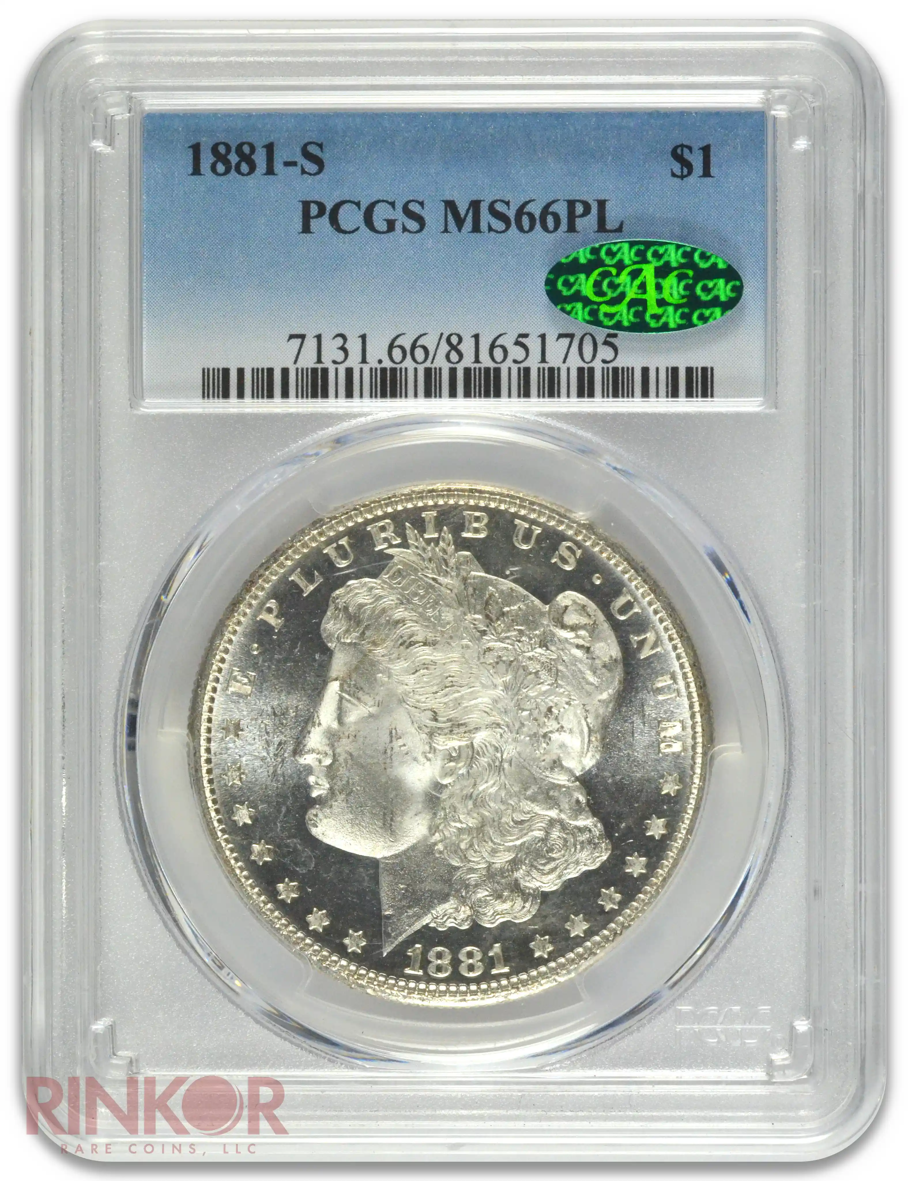 1881-S $1 PCGS MS 66 PL CAC