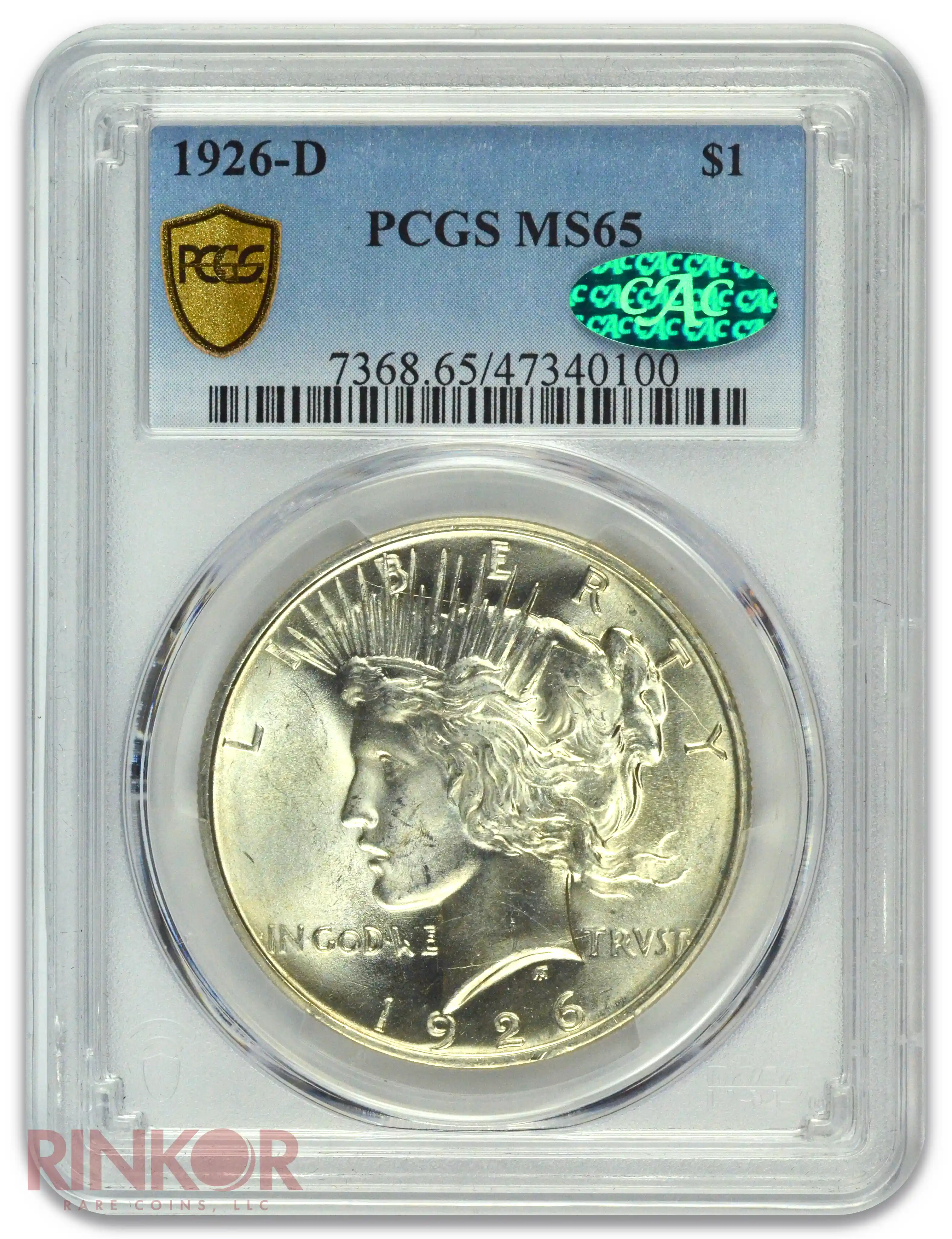 1926-D $1 Peace Dollar PCGS MS 65 CAC
