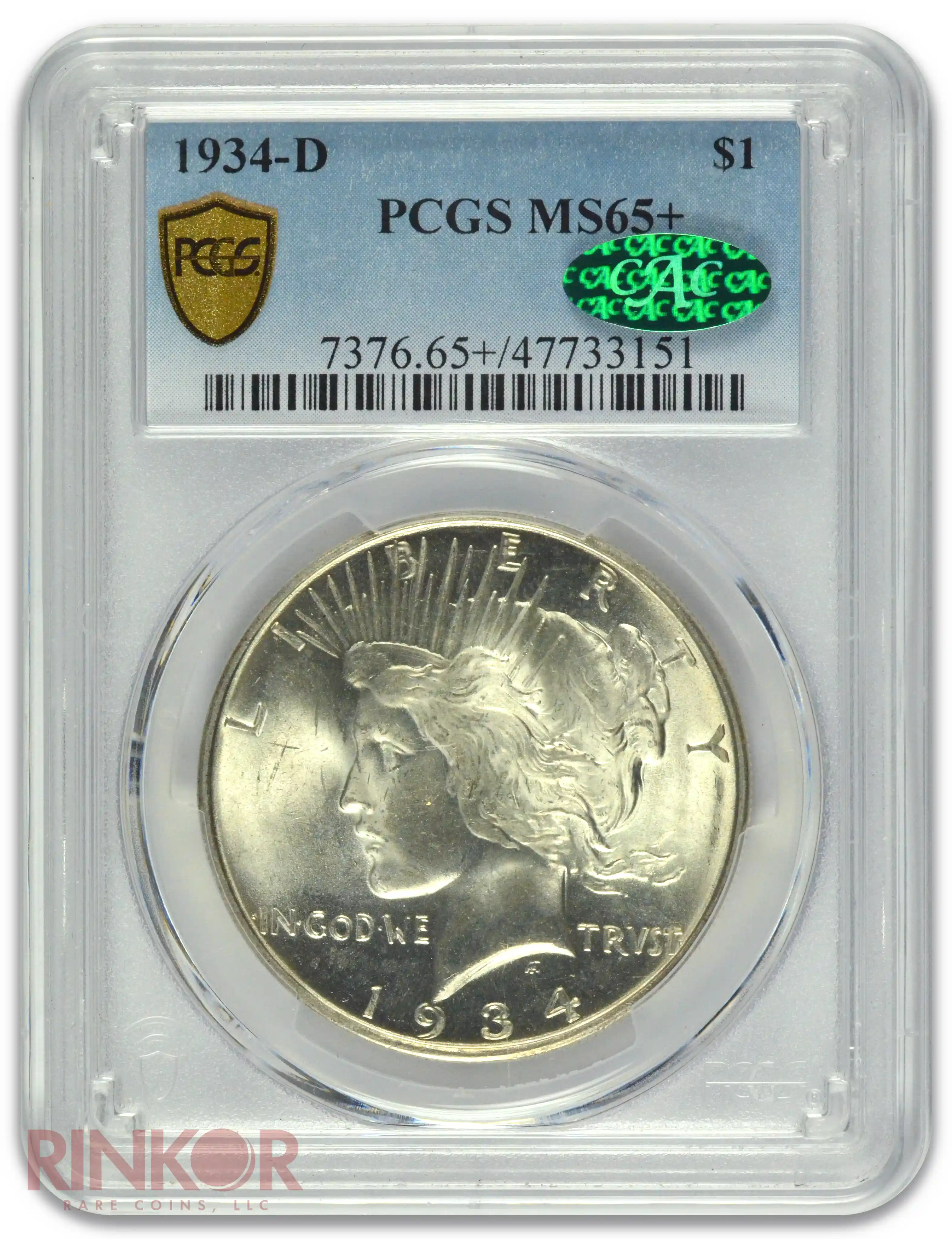 1934-D $1 PCGS MS 65+ CAC