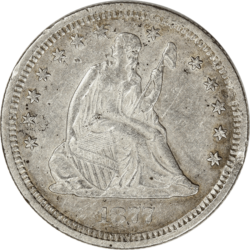 1877-S Seated Liberty Quarter, 25c Circulated, Extra Fine
