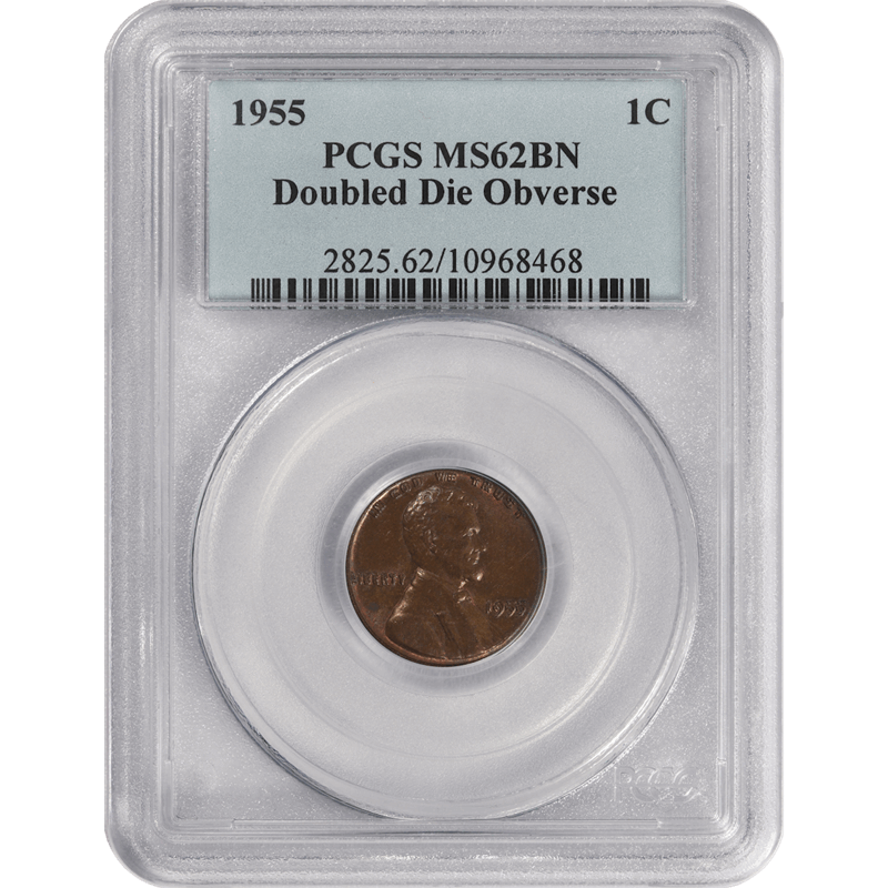 1955 Double Die Lincoln Cent 1c, PCGS MS-62 BN - FS-101 - Original Coin