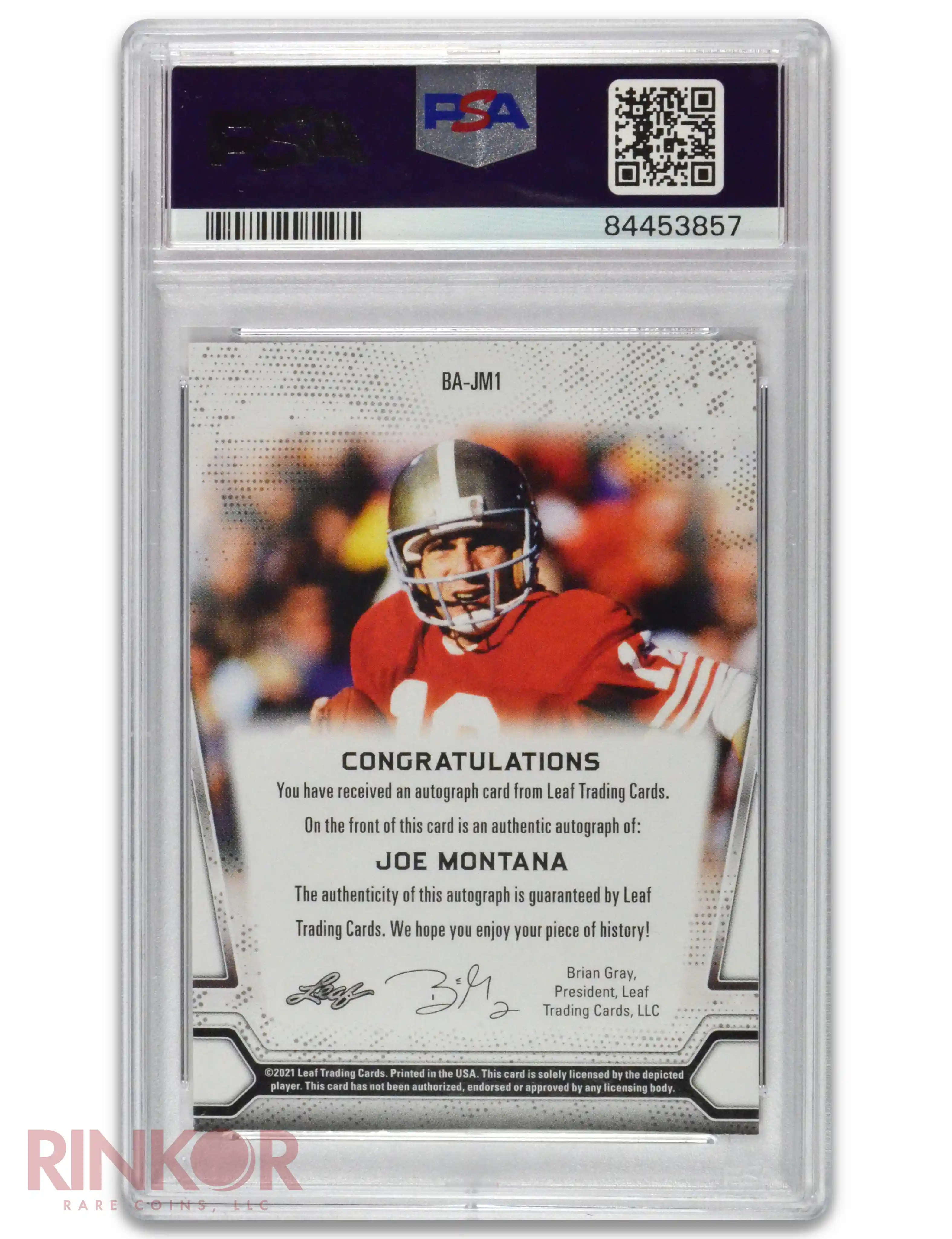 2021 Leaf Multi-Sport Joe Montana Auto PSA/DNA GEM MT 10 AUTO 10