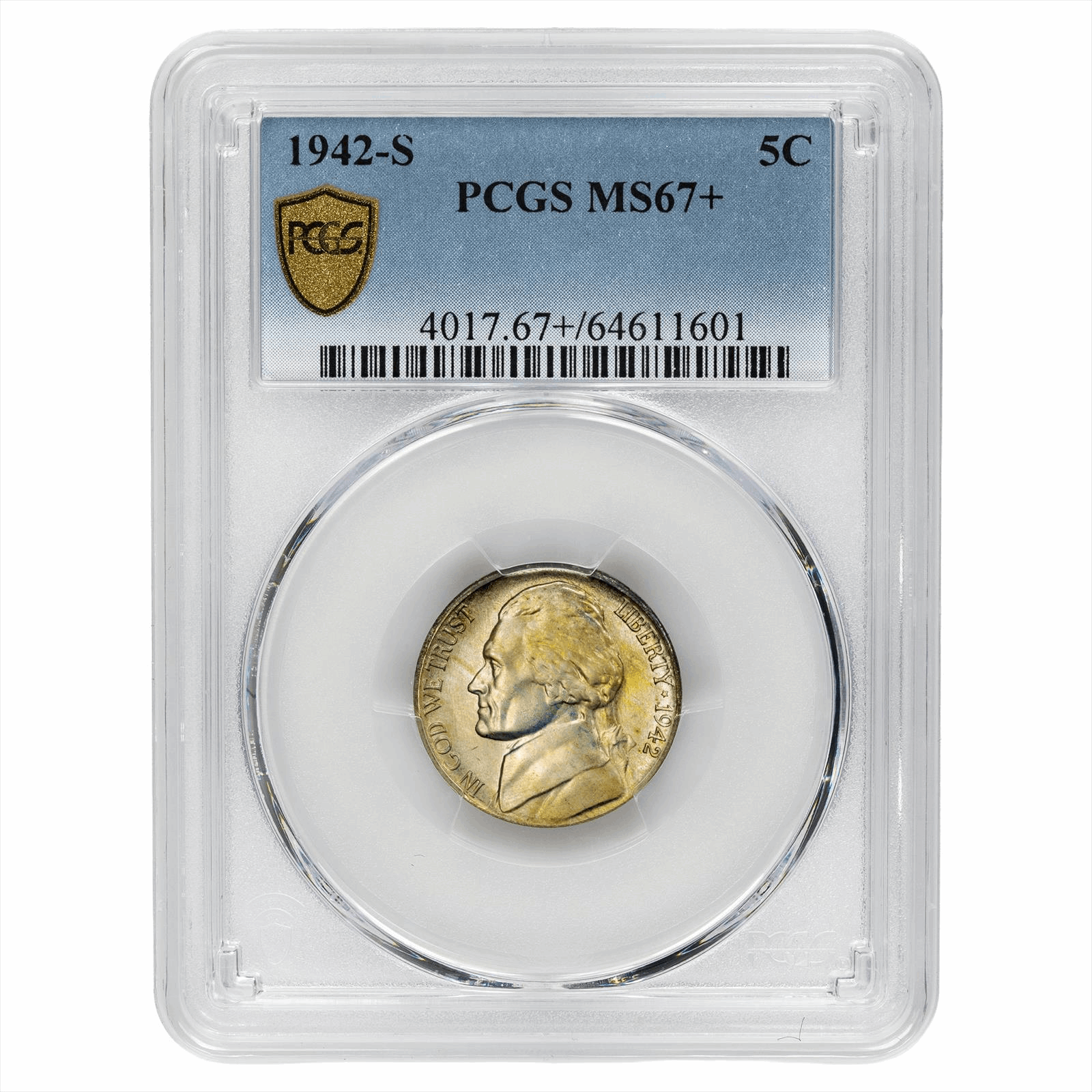 1942-S Jefferson War Nickel 5C PCGS MS 67+