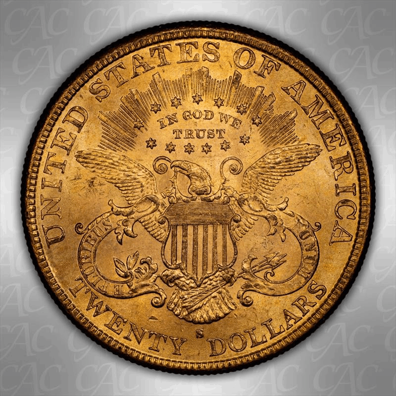 1888-S $20 CACG MS 63