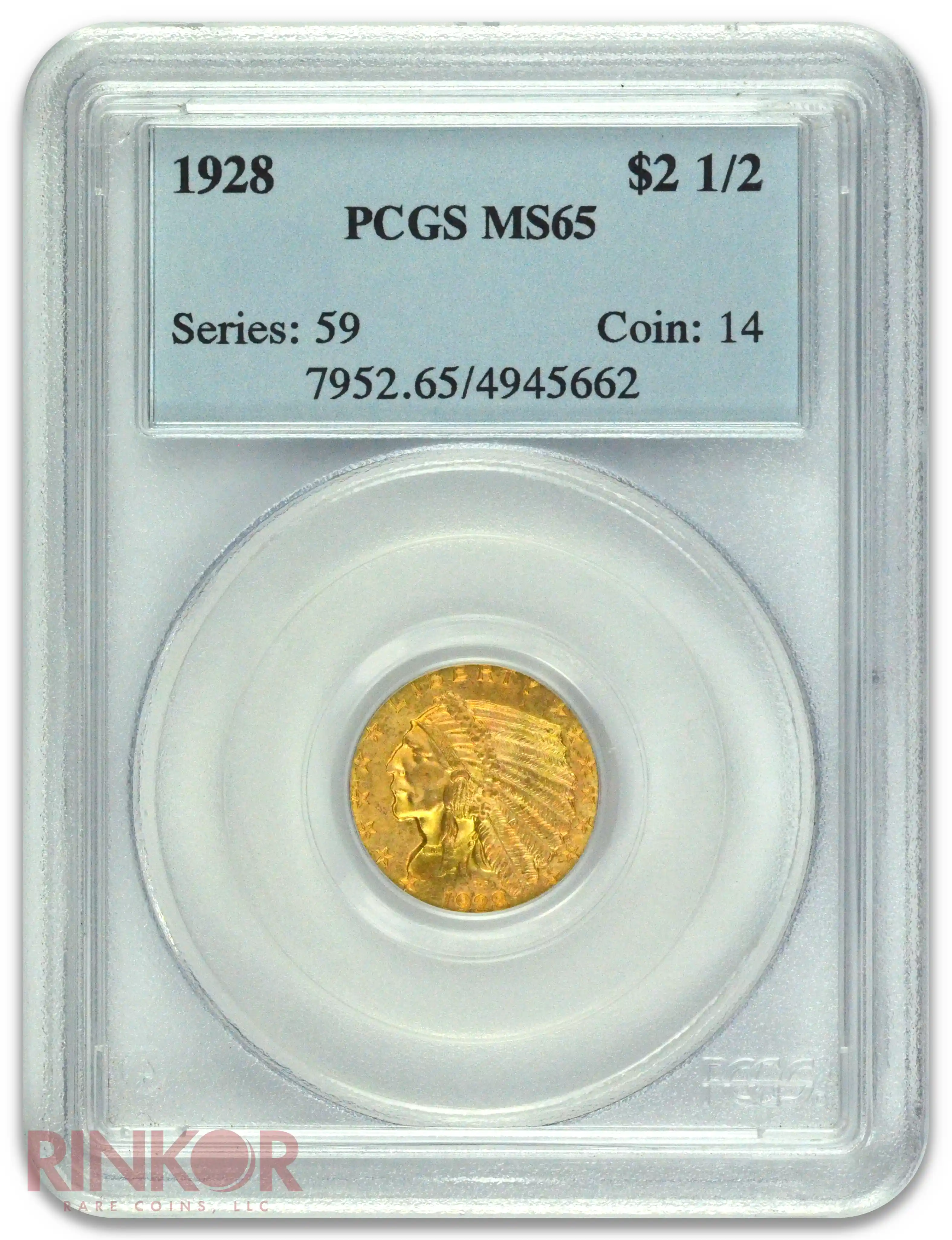 1928 $2.50 Indian Head PCGS MS 65 