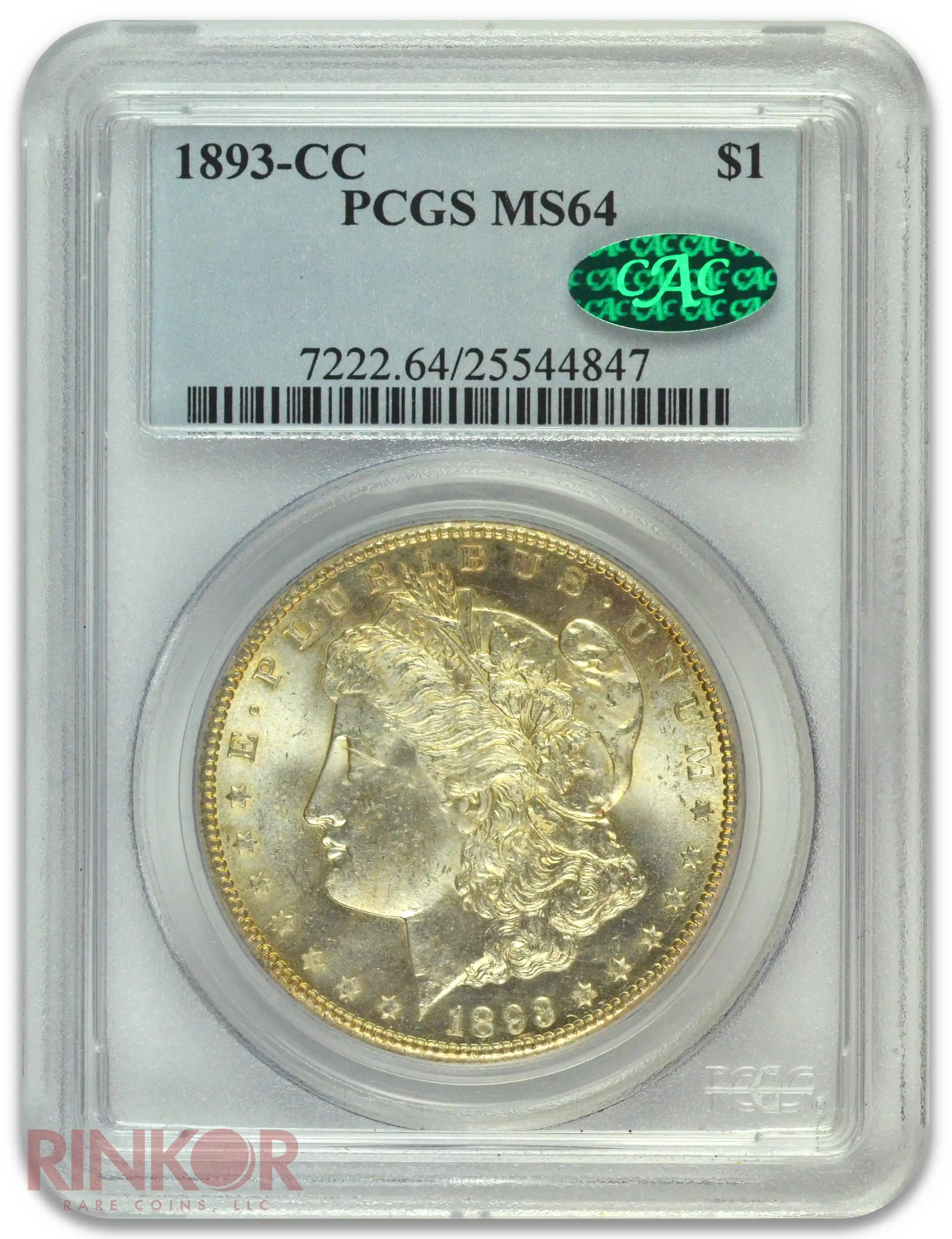 1893-CC $1 Morgan Dollar PCGS MS 64 CAC