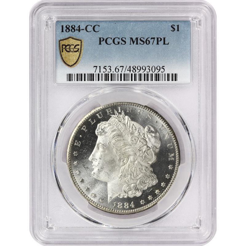 1884-CC Morgan Silver Dollar $1, PCGS MS-67 PL - Rare Prooflike Specimen