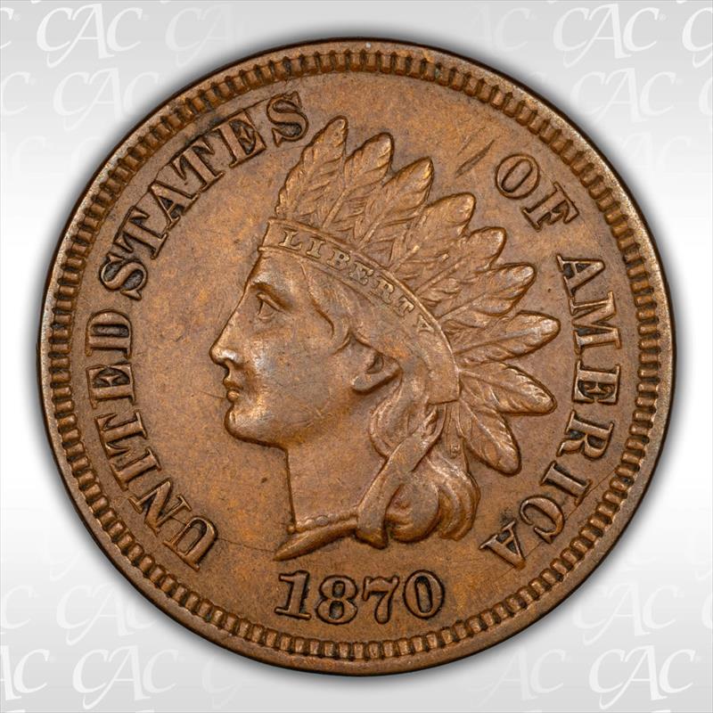 1870 1c CACG AU-50