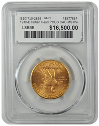 1910-D Indian Head PCGS CAC MS 65+