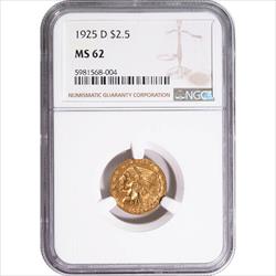 $2.5 Indian Gold Quarter Eagle MS62 (Date Varies) 