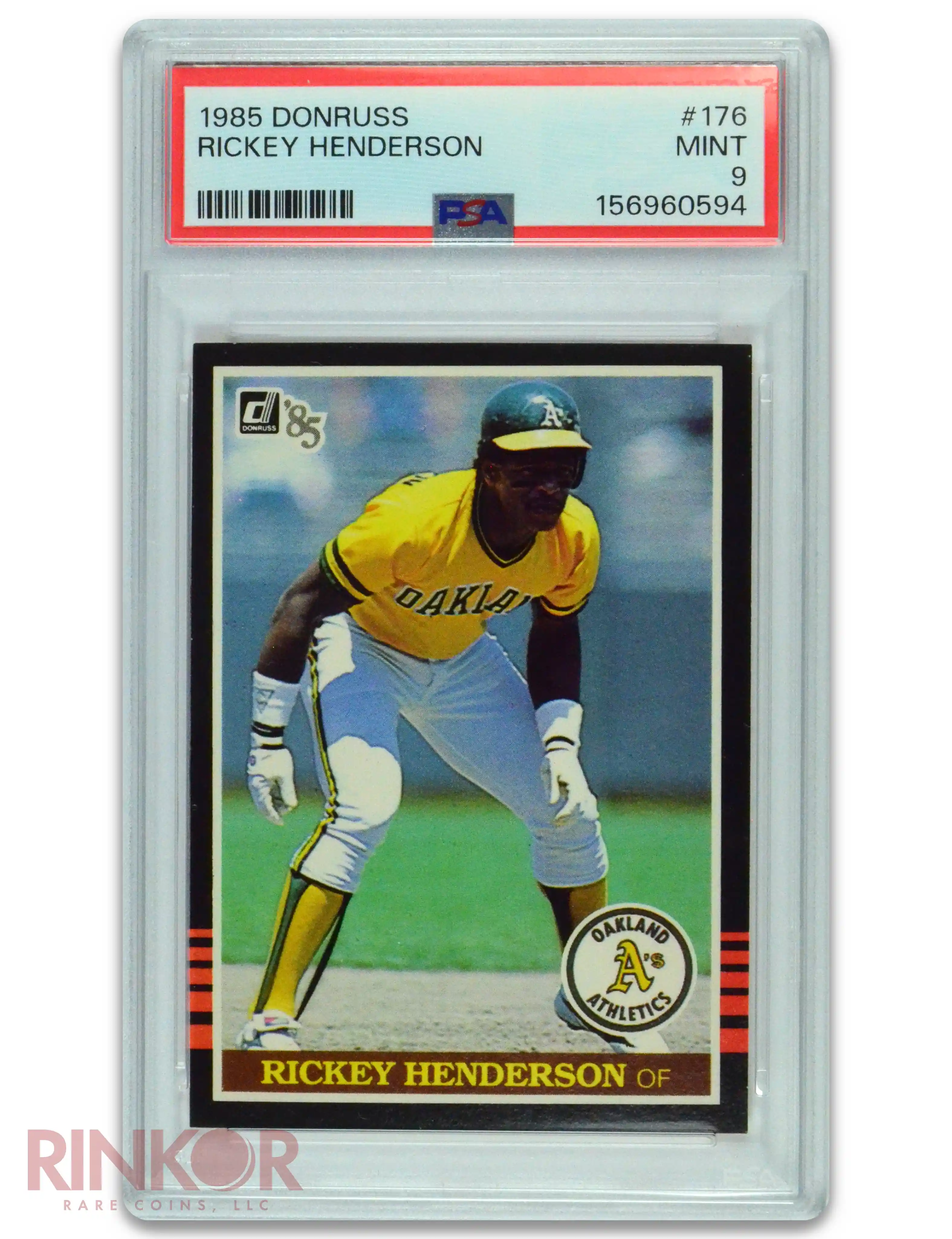 1985 Donruss Rickey Henderson #176 PSA MINT 9