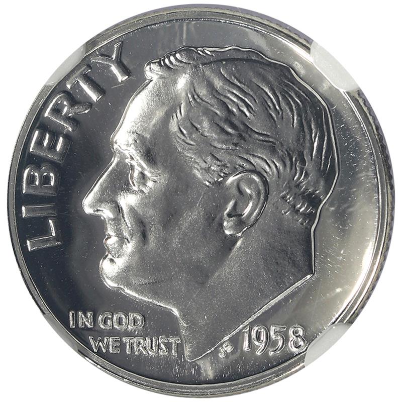 1958 Roosevelt Dime 10c, NGC PF 68