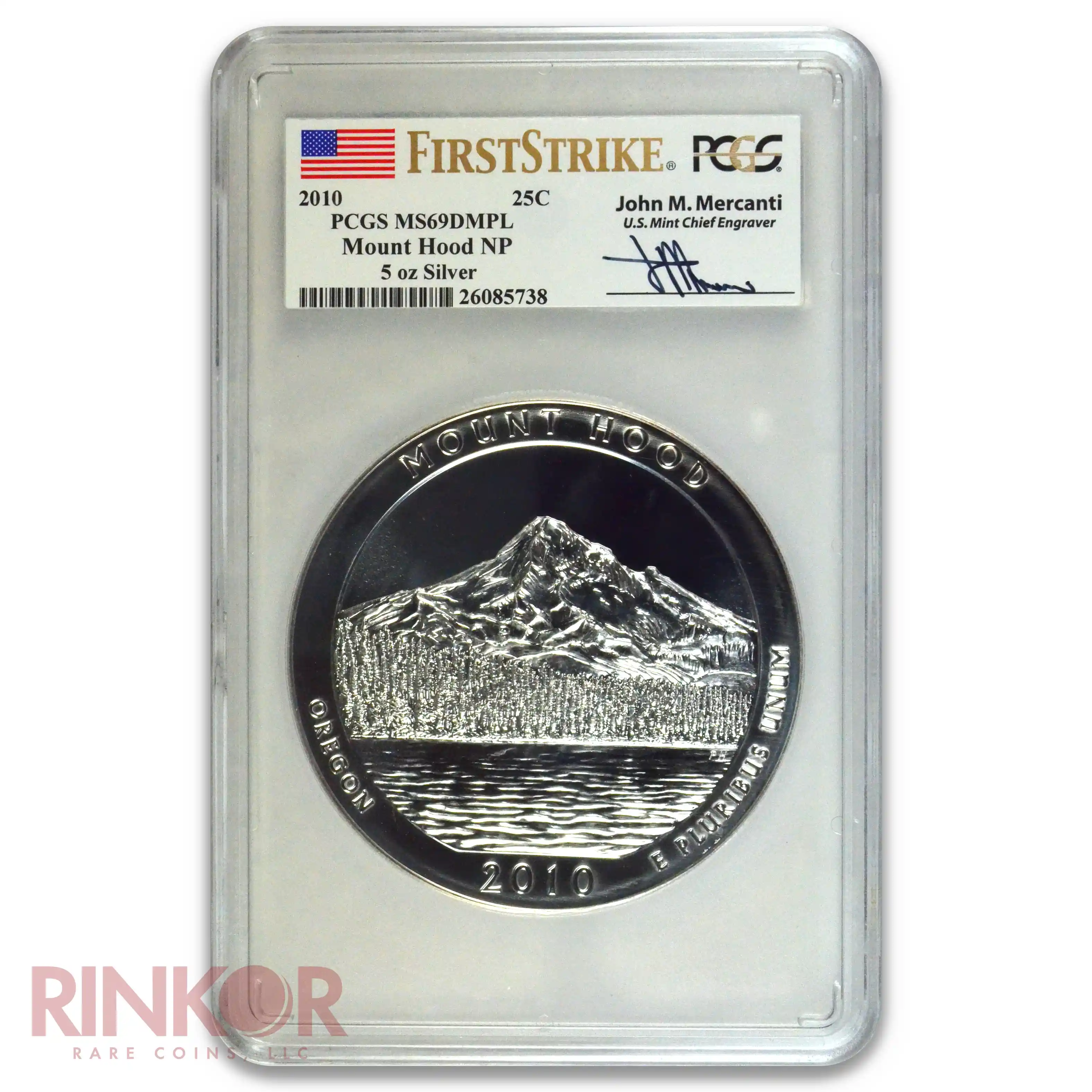 2010 5oz America the Beautiful Mount Hood First Strike Mercanti PCGS MS 69 DMPL