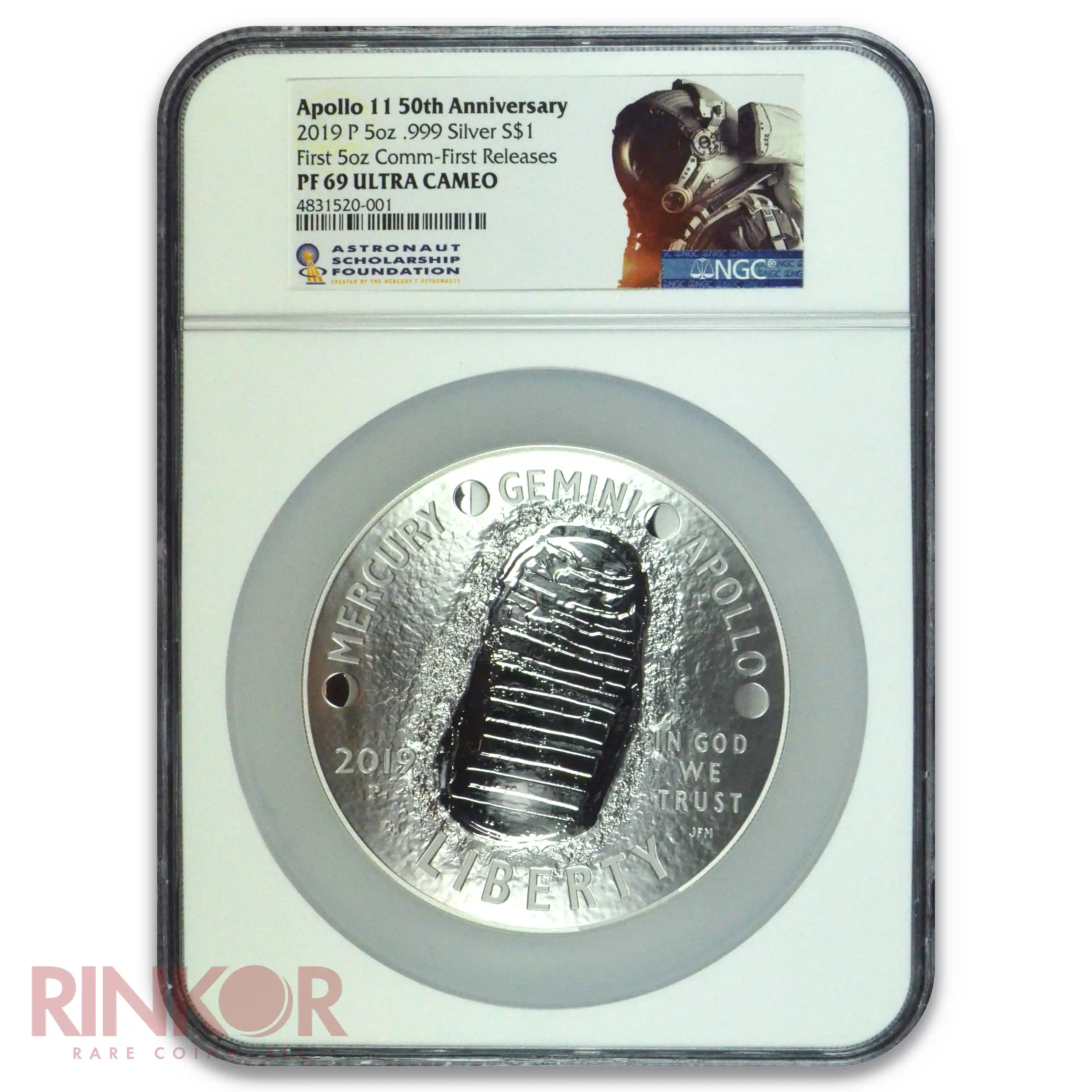 2019-P Apollo 11 50th Anniversary $1 5oz Silver First Releases NGC PF 69