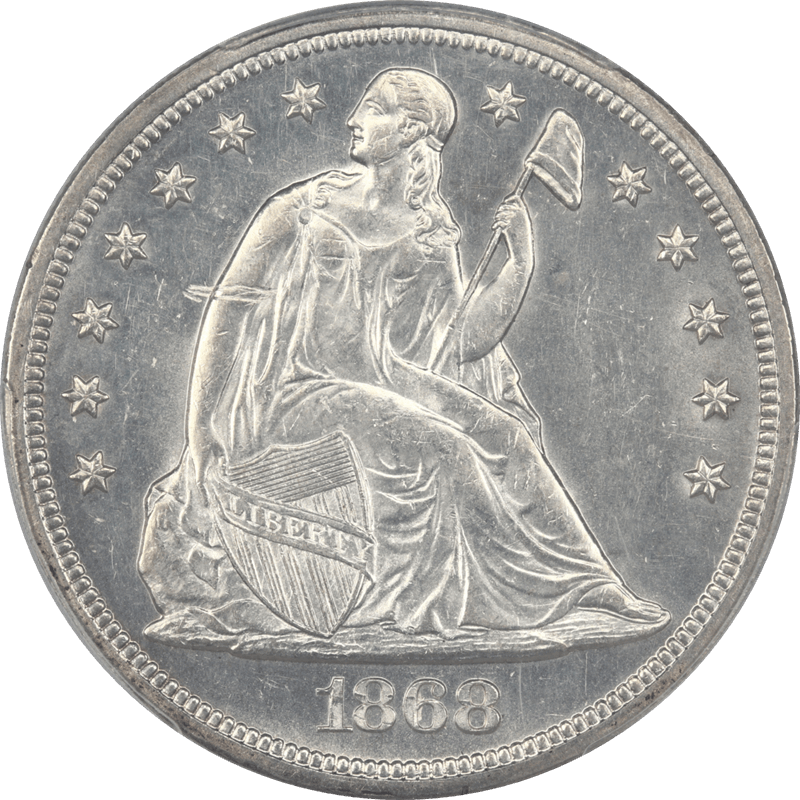 1868 Liberty Seated Dollar $1 PCGS MS62 - Nice Original Appearance