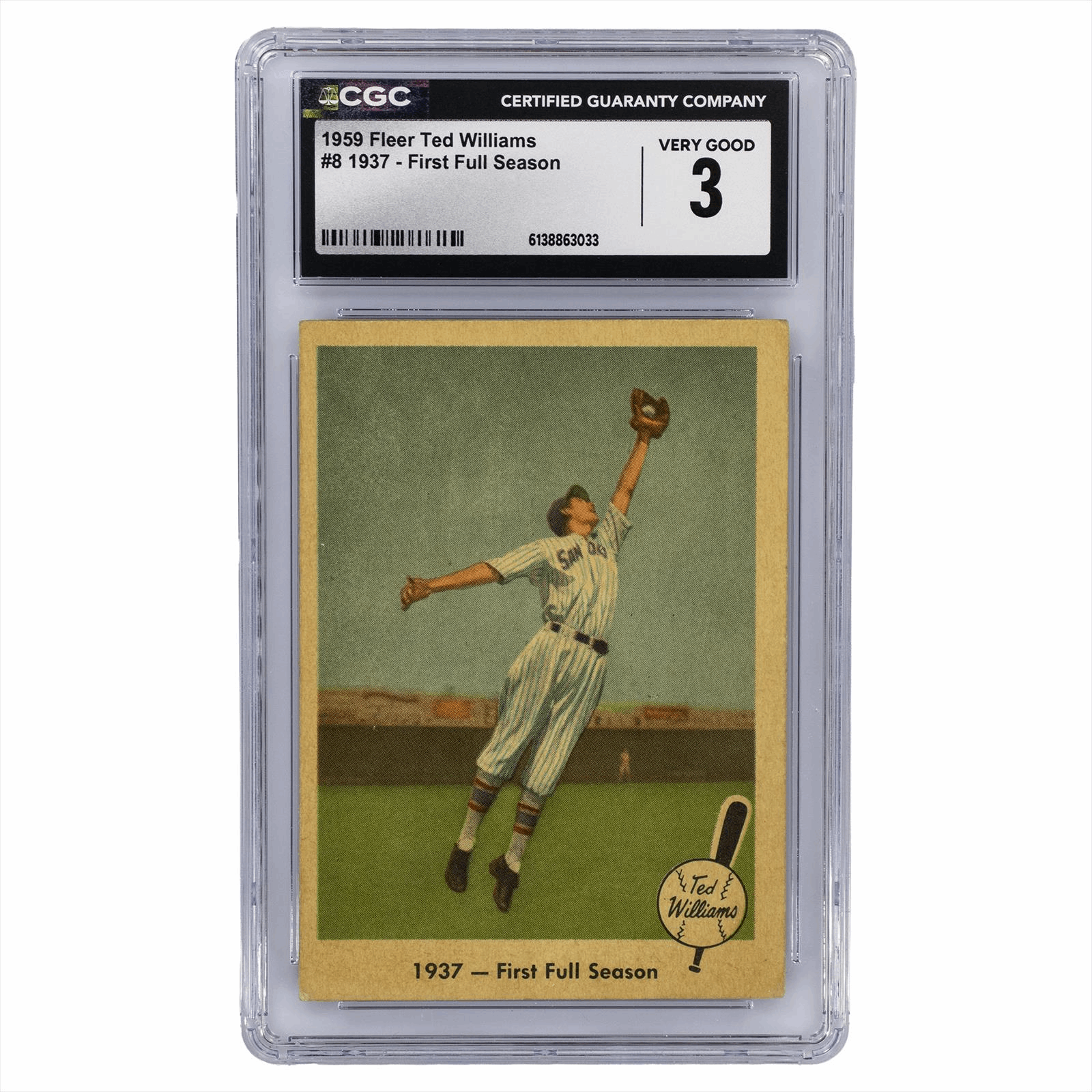 1959 Fleer Ted Williams 1937 - First Full Season #8 CGC VG 3
