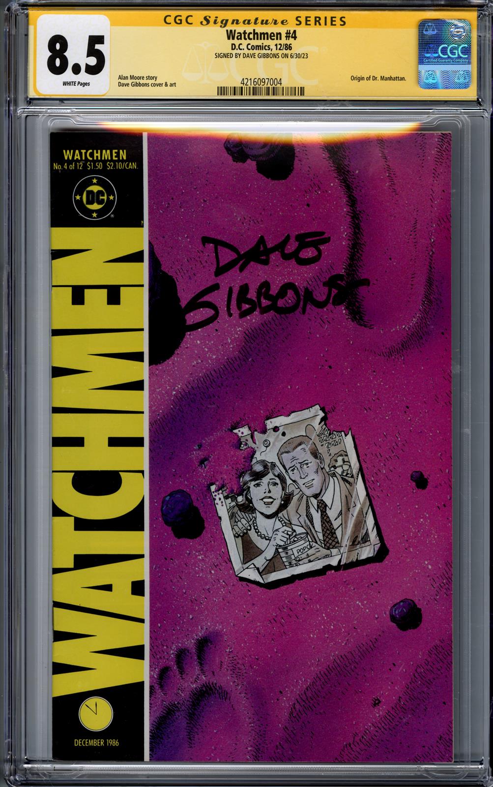 Watchmen #4 CGC Signature Series 8.5 (D.C., 1986) Signed by Dave Gibbons 