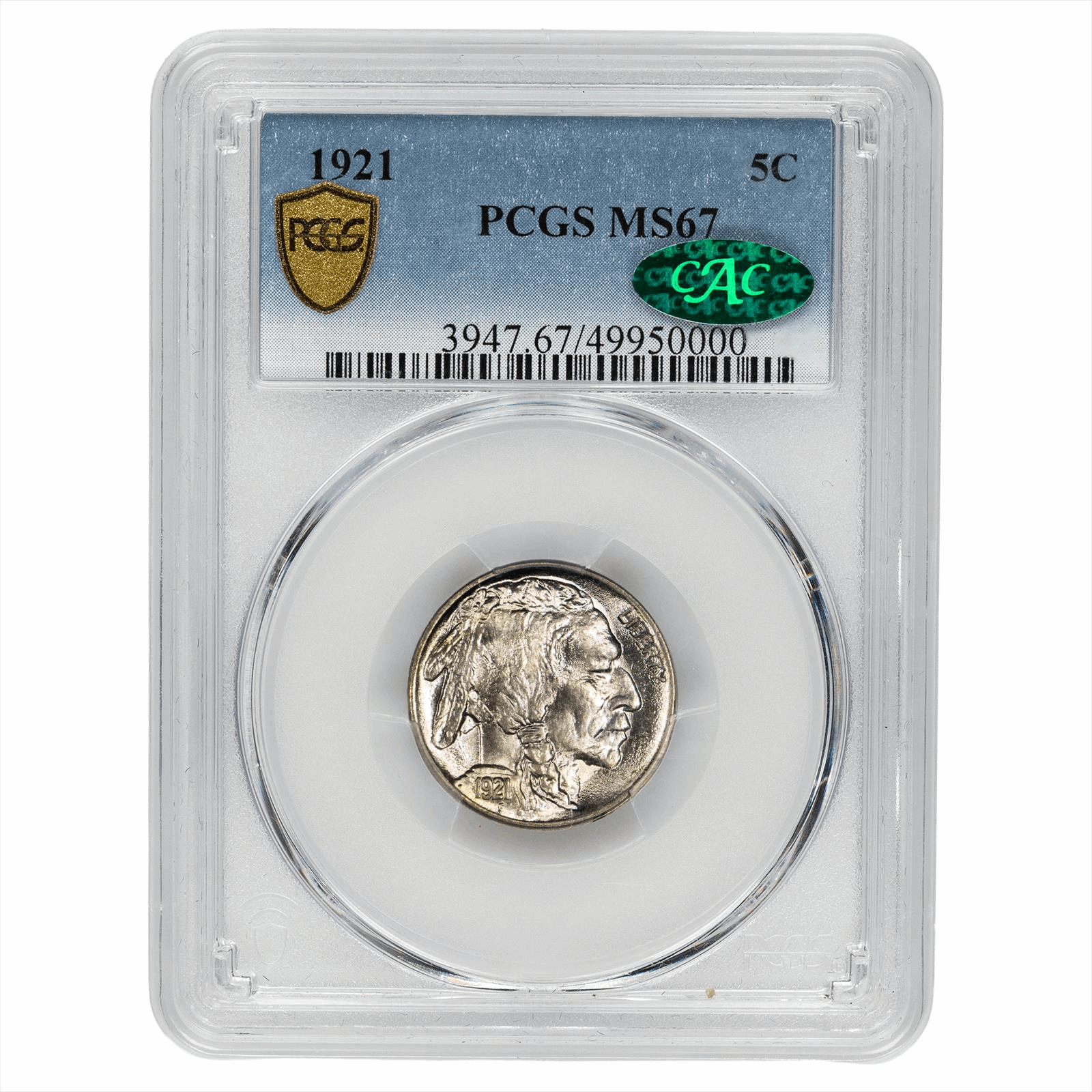 1921 Buffalo Nickel 5C PCGS MS 67 CAC