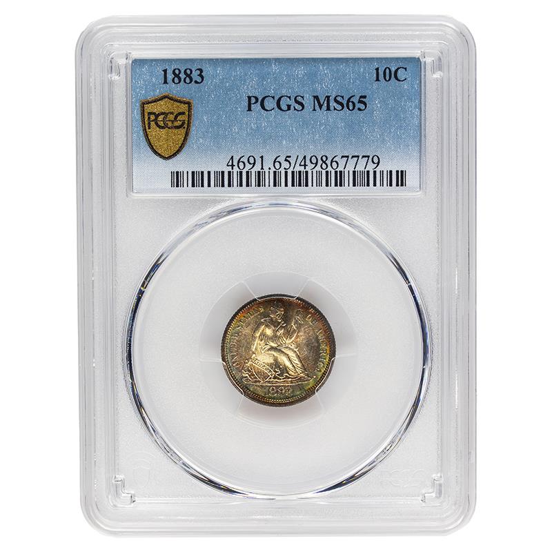 1883 Seated Liberty, 10C PCGS MS 65 - Lovely Toning