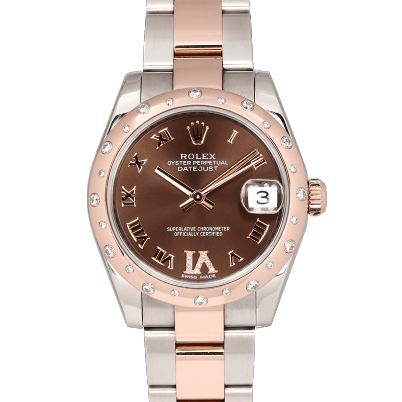 Rolex 31mm Datejust  178341 TT SS & 18K RG Roman VI Diamond Watch Only 