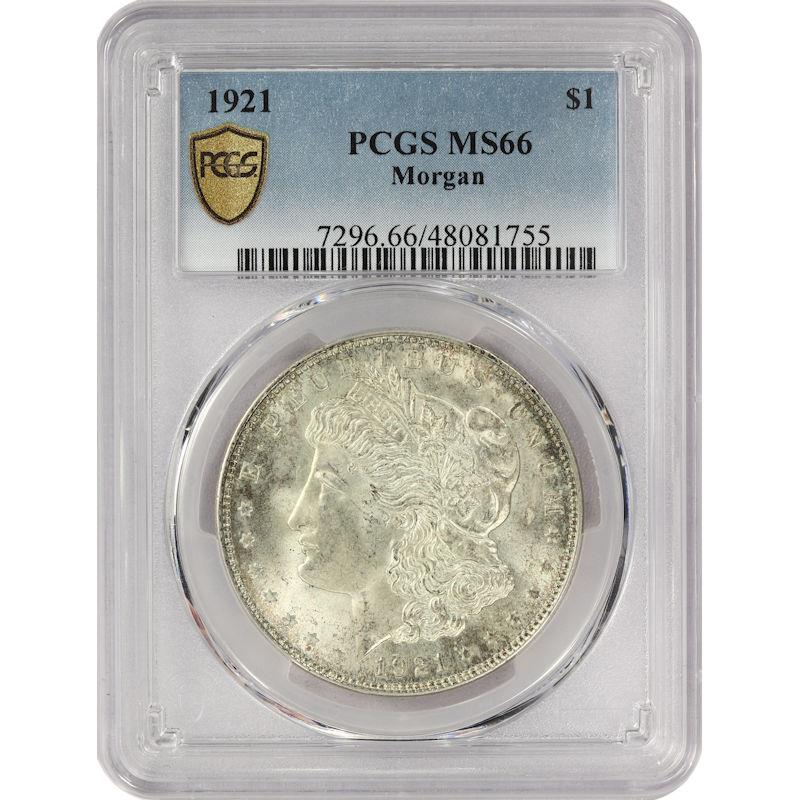 1921 $1 Morgan Silver Dollar - PCGS MS66 - Toning - TrueView - Great Detail