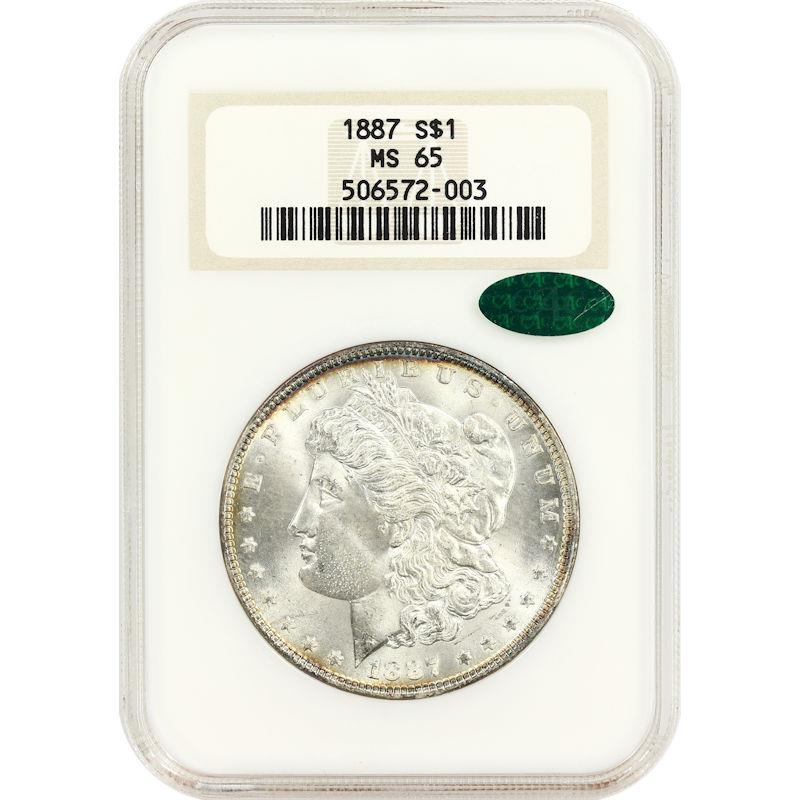 1887 Morgan S$1 NGC CAC MS 65 