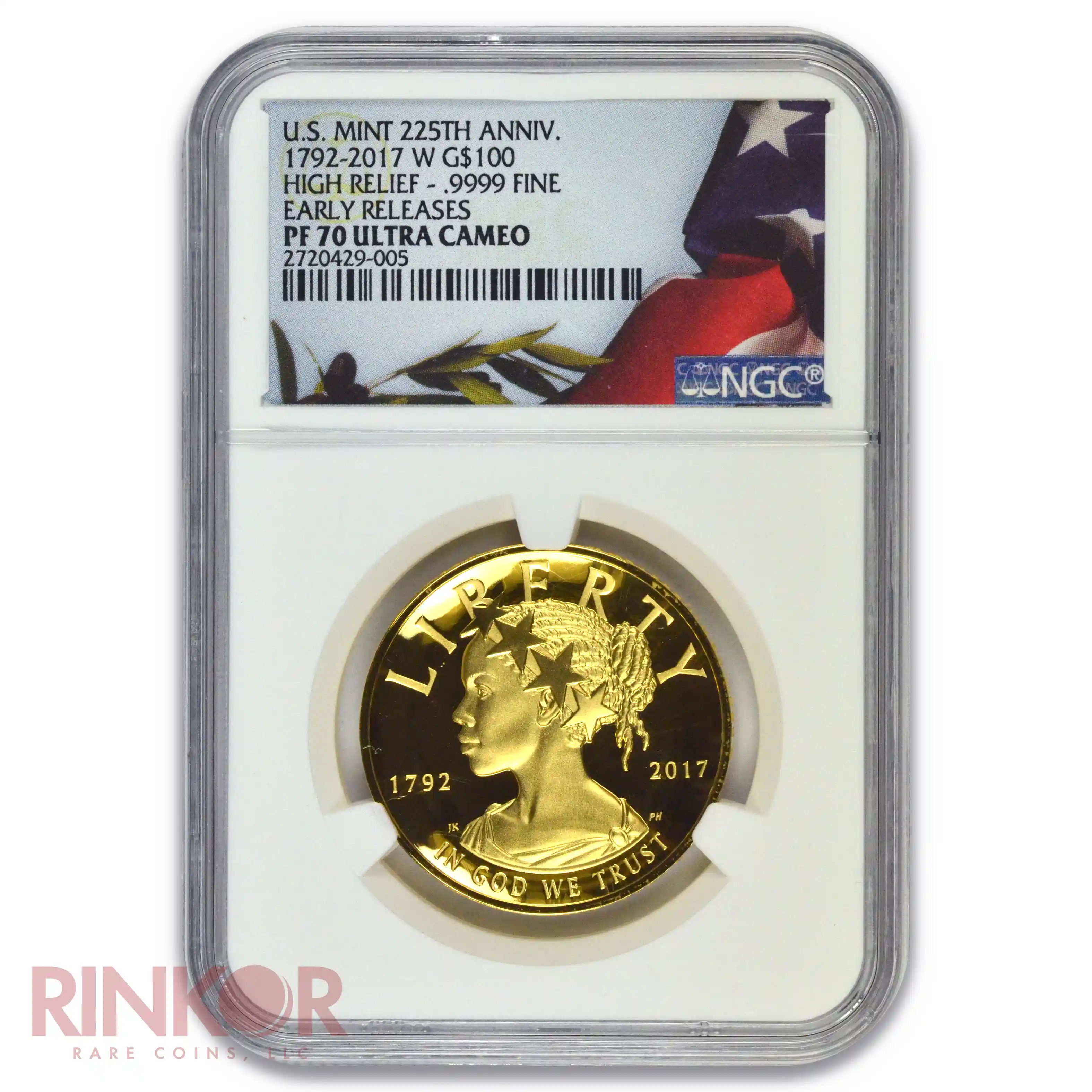 2017-W 1oz American Liberty Gold High Relief Early Releases NGC PF 70