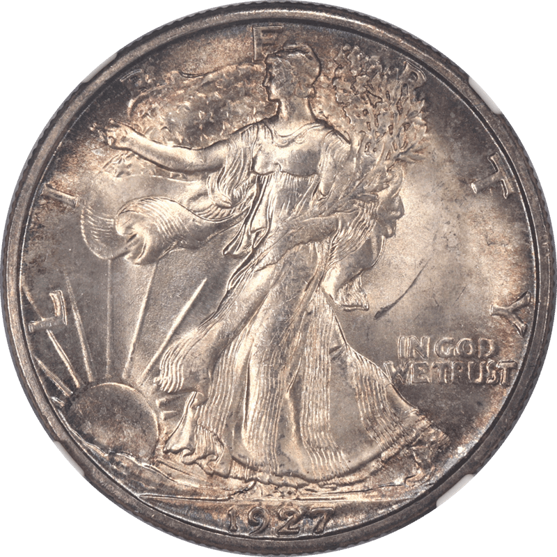 1927-S Walking Liberty Half Dollar 50c NGC MS 63+ Lustrous and Light Golden Toning