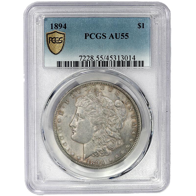 1894 $1 Morgan Silver Dollar PCGS AU55 - Better Date!