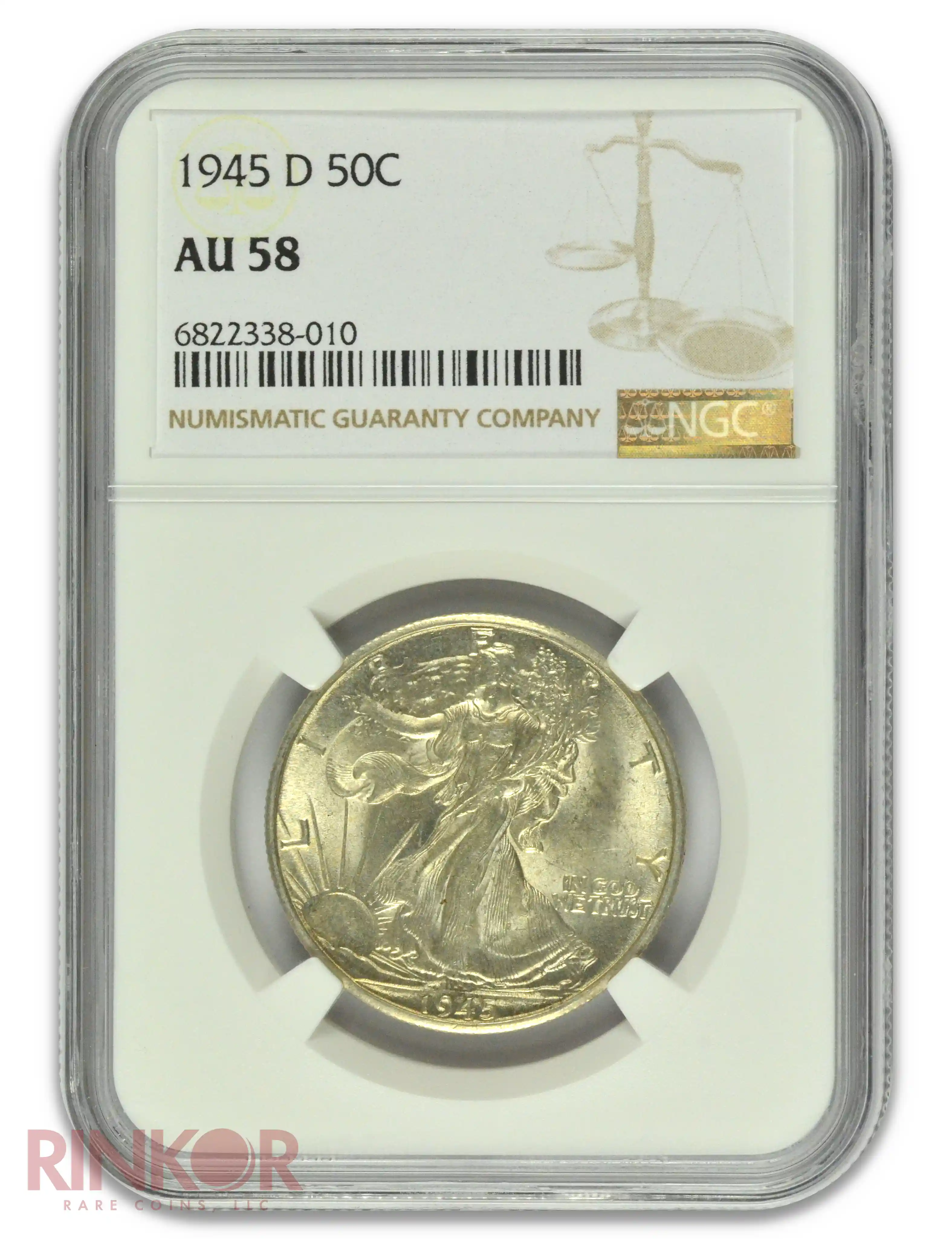 1945-D Walking Liberty Half Dollar NGC AU-58
