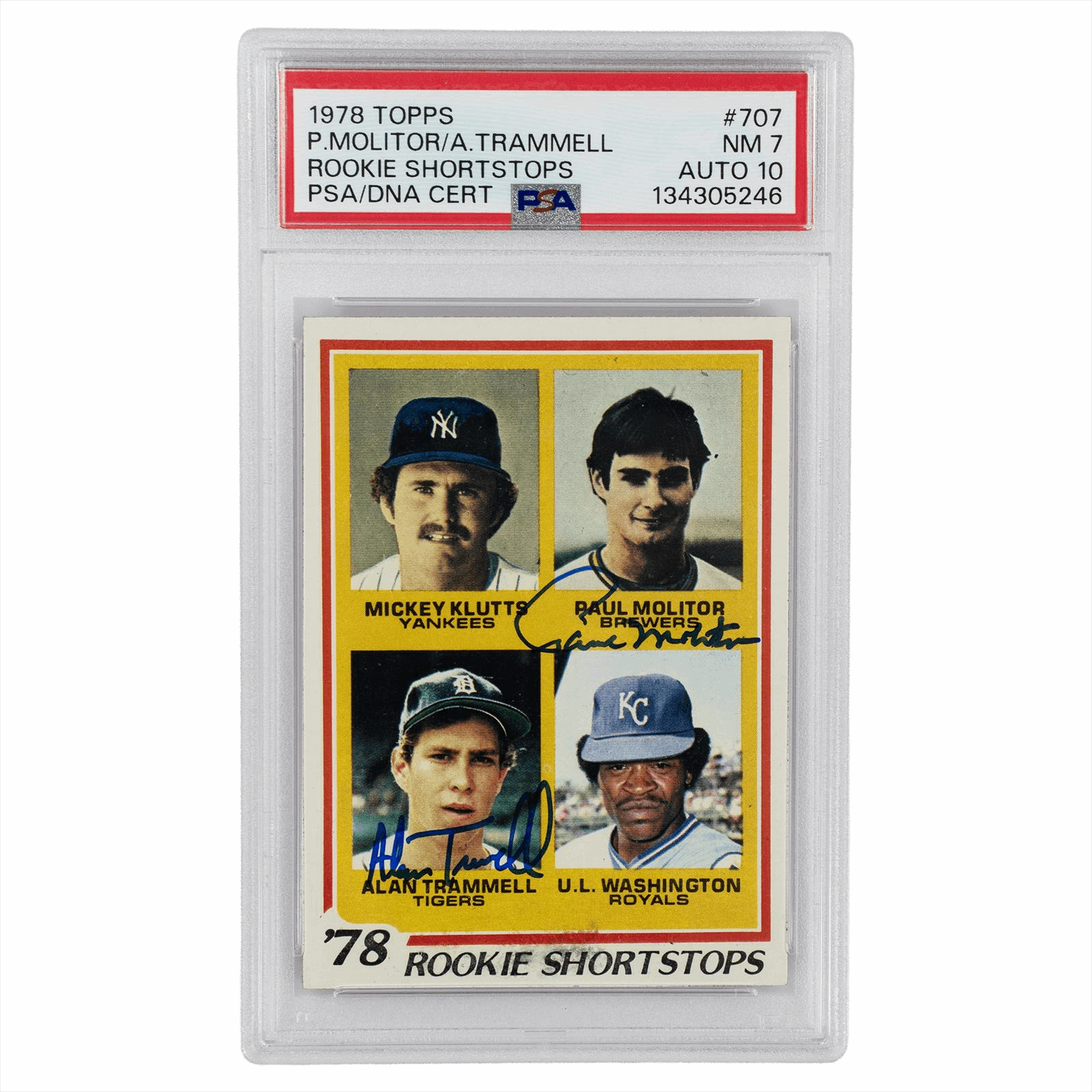 1978 Topps Paul Molitor Alan Trammell Rookie Shortstops #707 PSA NM 7 AUTO 10