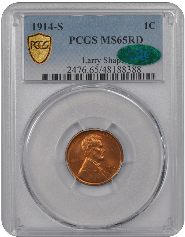 1914-S Lincoln Wheat PCGS CAC RD 65 