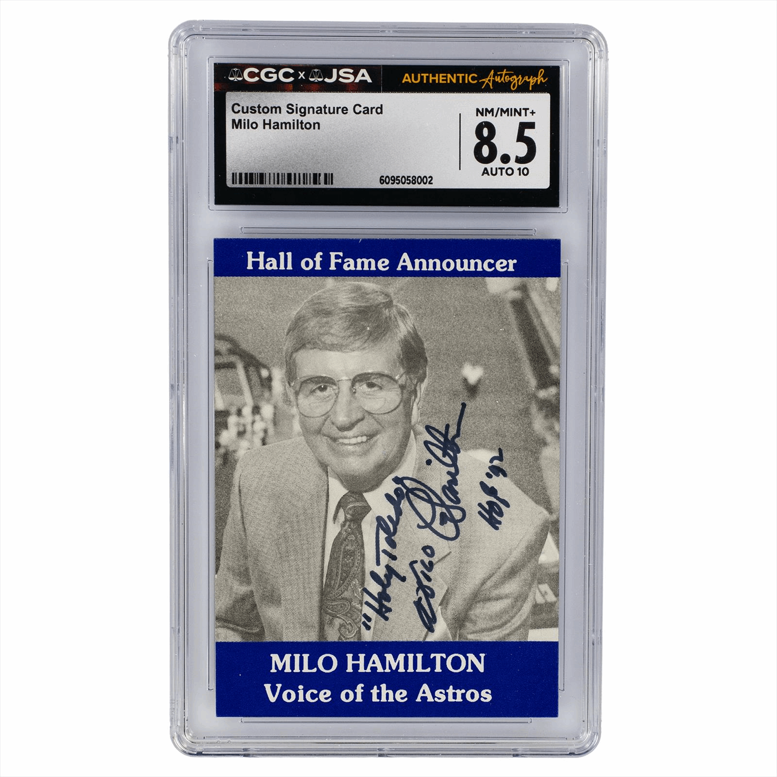 Custom Signature Card Milo Hamilton CGC NM/Mint+ 8.5 Auto 10