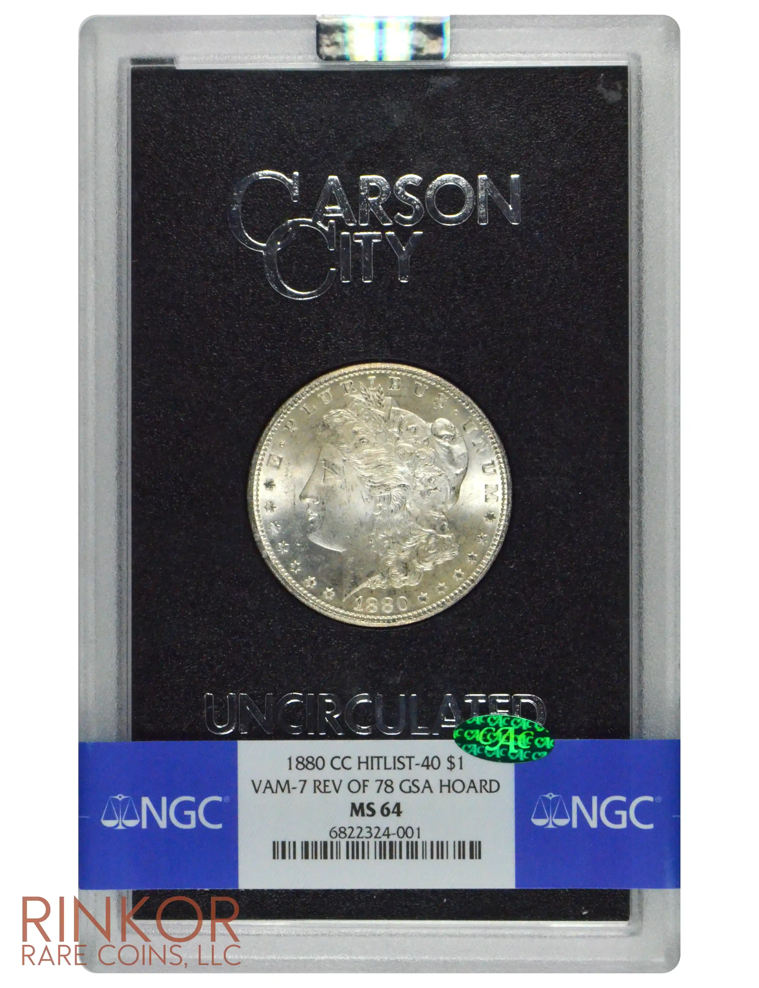 1880-CC VAM-7 Reverse of 1878 $1 Morgan Dollar NGC MS 64 CAC