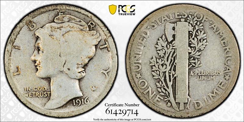 1916-D 10C PCGS G-4
