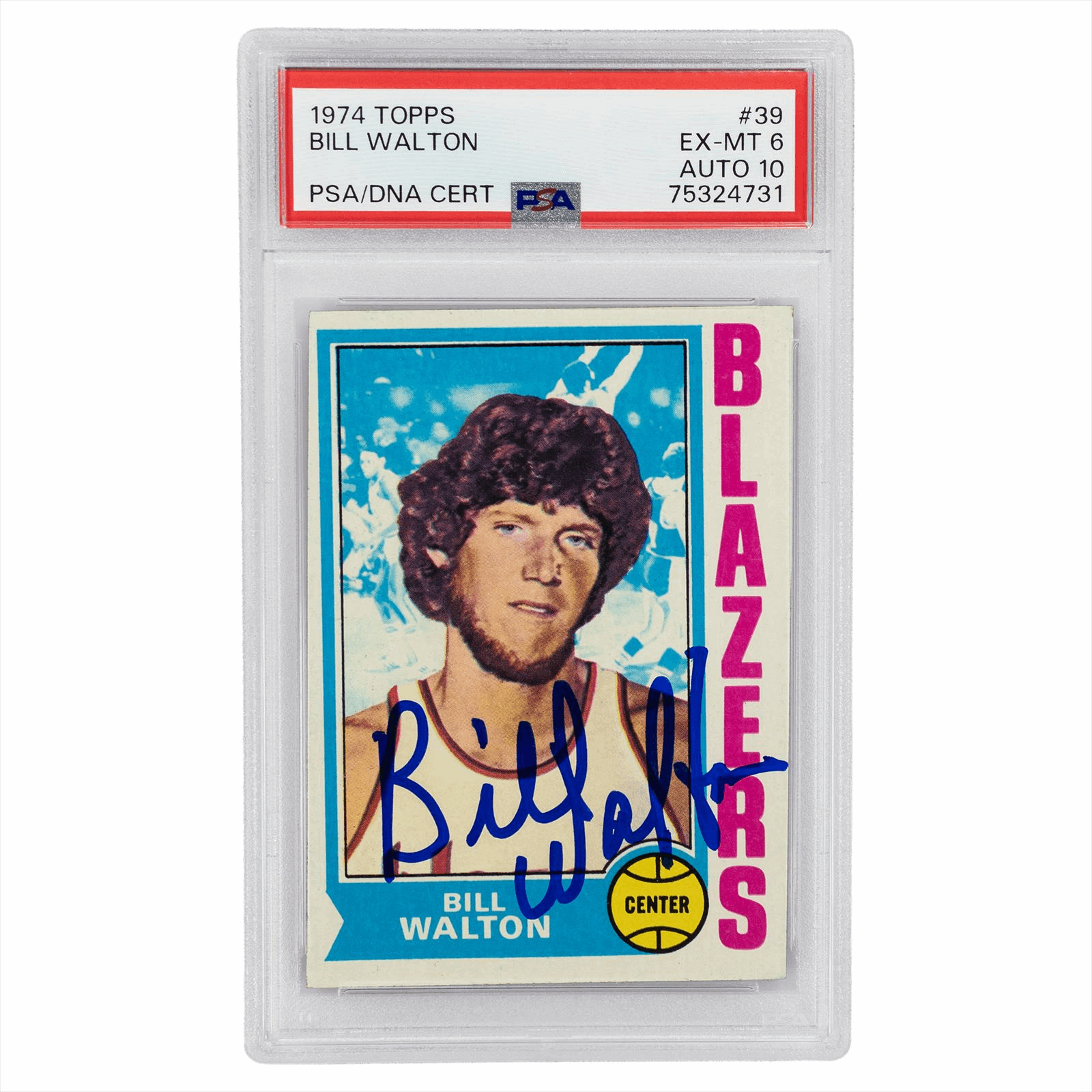 1974 Topps Bill Walton #39 PSA EX-MT 6 AUTO 10 Cert #75324731