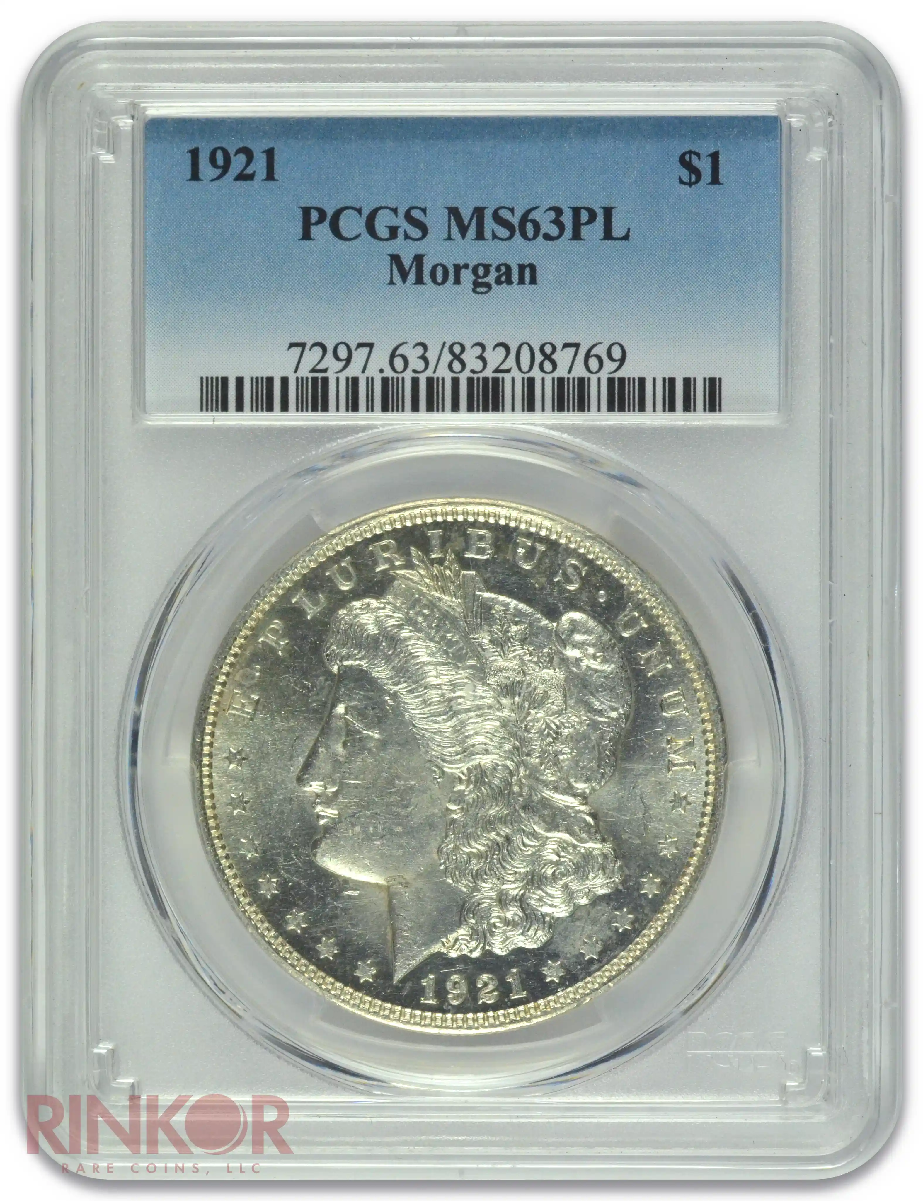 1921 $1 Morgan Dollar PCGS MS 63 PL