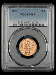 1891 $5 Gold PCGS MS 64