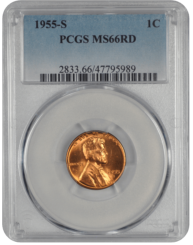 1955-S Lincoln PCGS RD 66