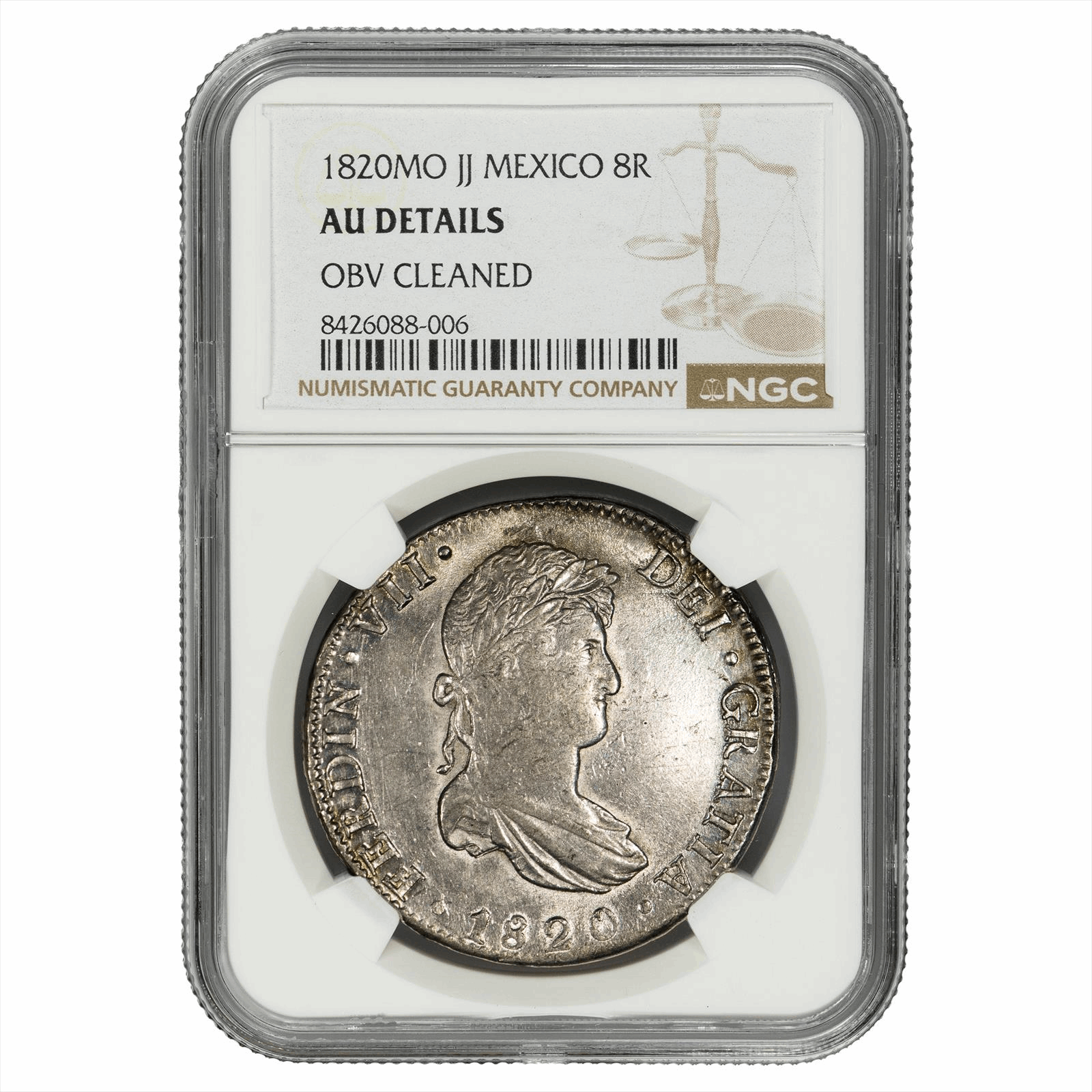 1820MO JJ Mexico 8 Reales NGC AU Details OBV Cleaned