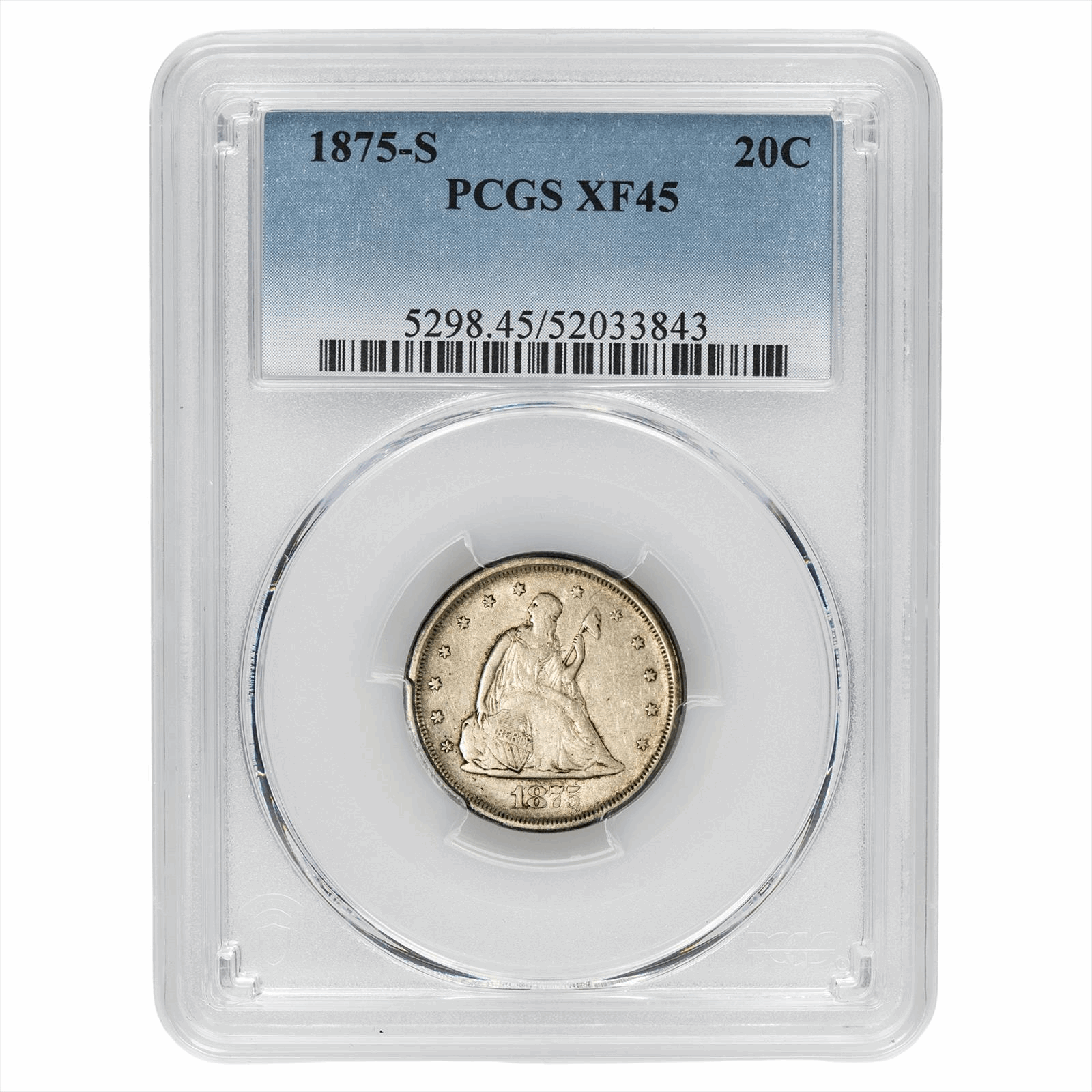 1875-S Seated Liberty Twenty Cent 20C PCGS XF 45