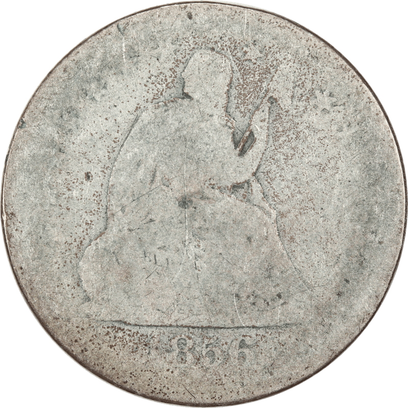 1856 No Motto, Seated Liberty Quarter 25c Circulated, About Good - Filler