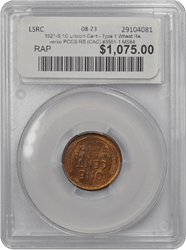 1921-S 1C Lincoln Cent - Type 1 Wheat Reverse PCGS RB (CAC) #3561-1 MS64
