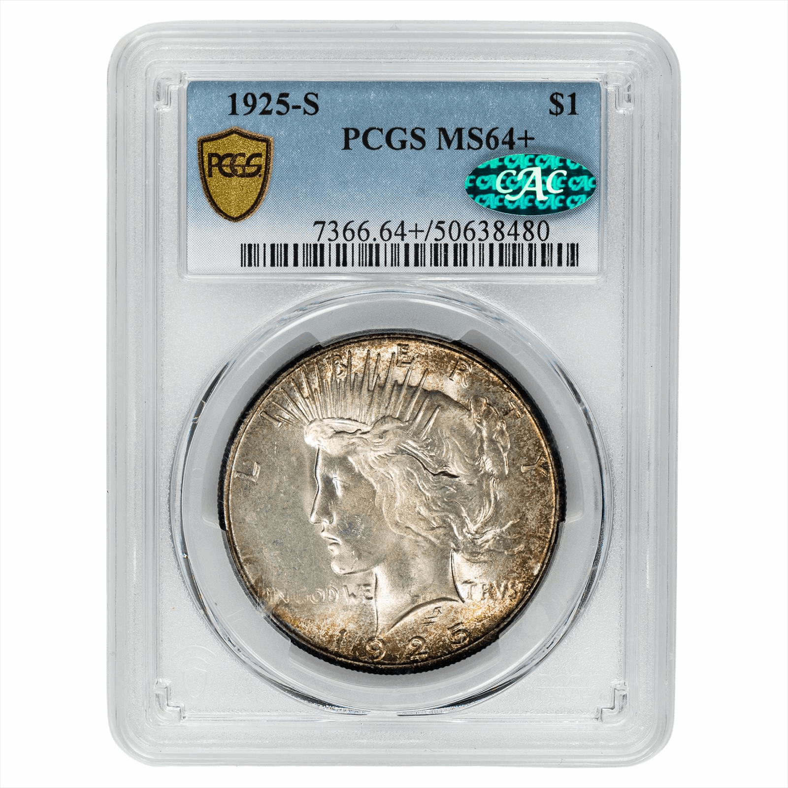 1925-S Peace Dollar $1 PCGS MS 64+ CAC