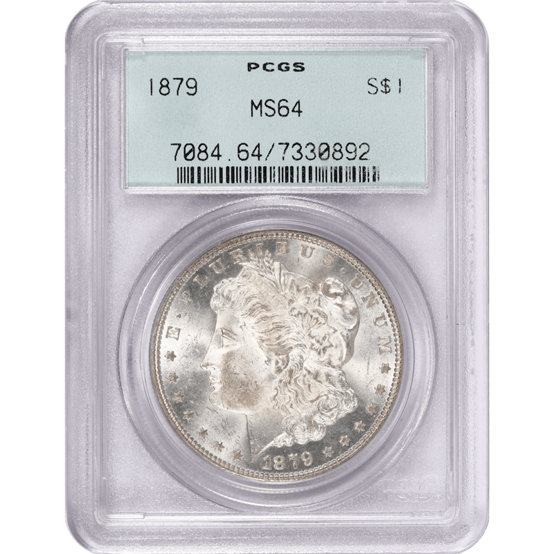 1879 $1 Morgan Silver Dollar - Old Holder - LUSTER - OGH - PCGS MS64
