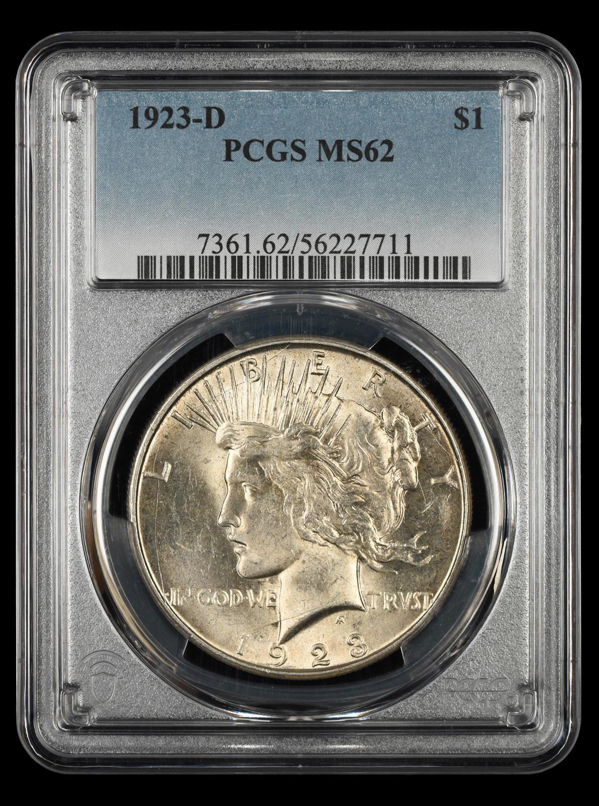 1923 D $1 NGC  MS62